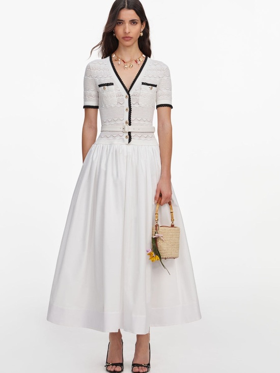 Self-Portrait Dresses & Skirts - NWOT Self-Portrait WHITE KNIT LINEN MIDI DRESS